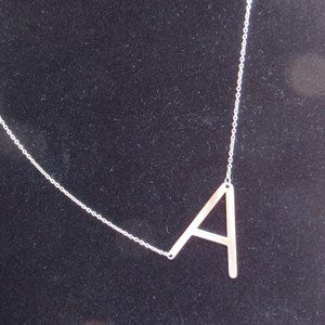 Initial A Silver Tone Necklace